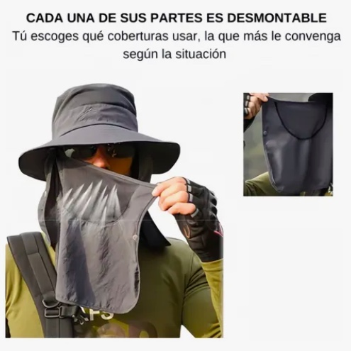 GORRA CAZA CACERIA PESCA PROTECCION UV GRIS - 2