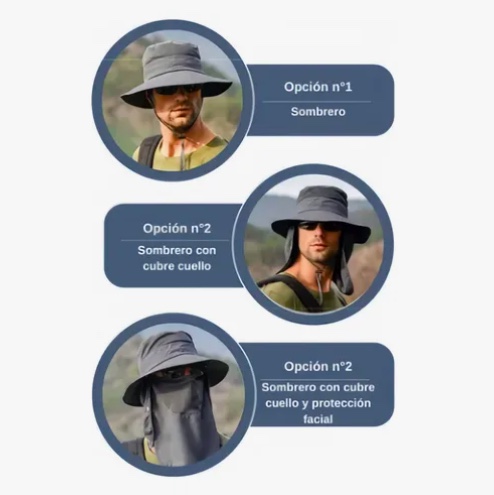 GORRA CAZA CACERIA PESCA PROTECCION UV GRIS - 3
