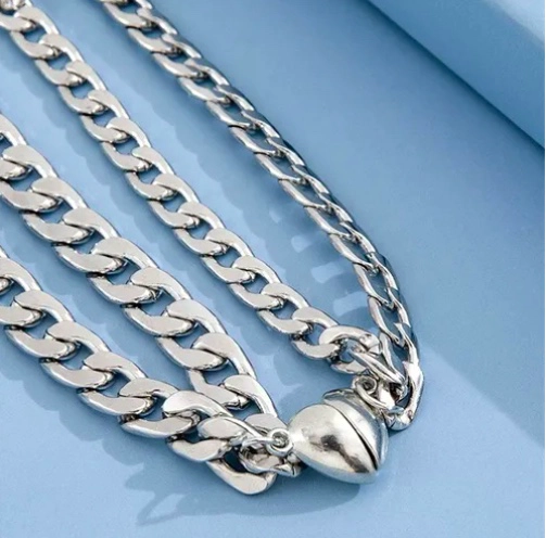 PULSERAS PARA PAREJAS CON CORAZON MAGNE TICO DE ACERO - 5