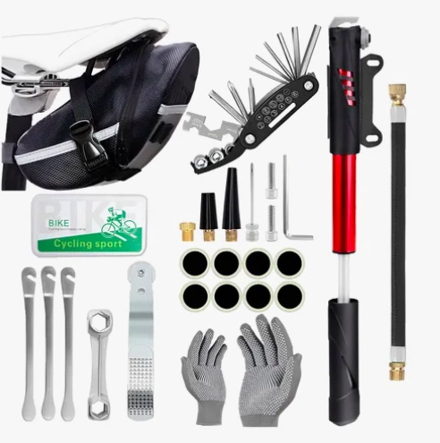 MINI BOMBINES PORTATIL BOLSA BICICLETA CON KIT HERRAMIENTAS - 1