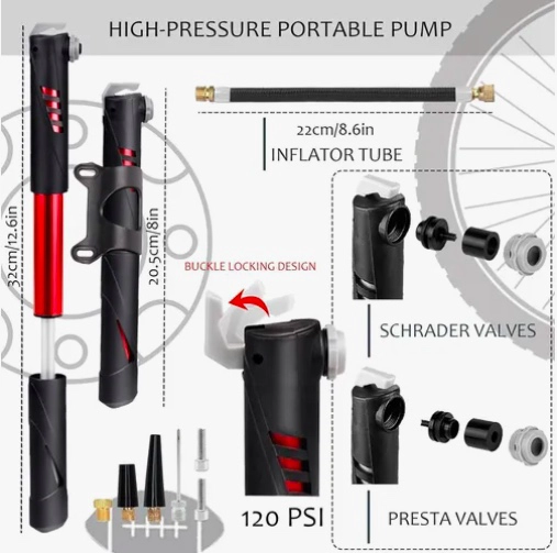 MINI BOMBINES PORTATIL BOLSA BICICLETA CON KIT HERRAMIENTAS - 2