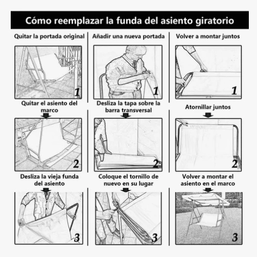 FUNDAS DE REPUESTO PARA COLUMPIO NEGRO - 3