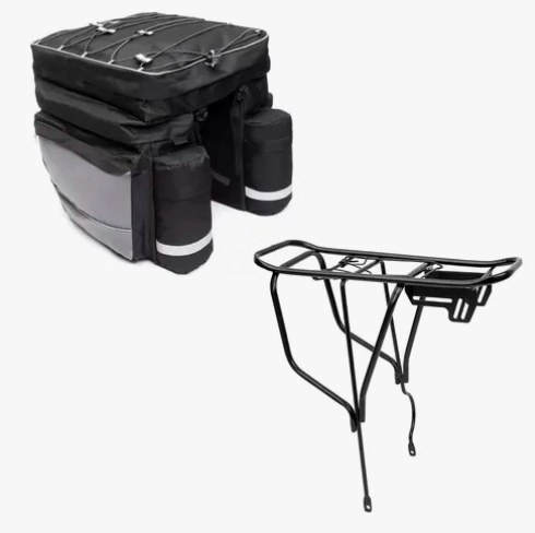ALFORJA BICICLETA TRIPLE 48 LTS + PARRILLA ALUMINIO - 1