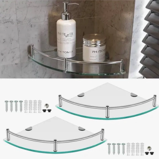 REPISAS ESQUINERAS DE VIDRIO P/BAÑO 2 PISOS - 1