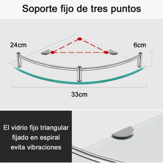 REPISAS ESQUINERAS DE VIDRIO P/BAÑO 2 PISOS - 2