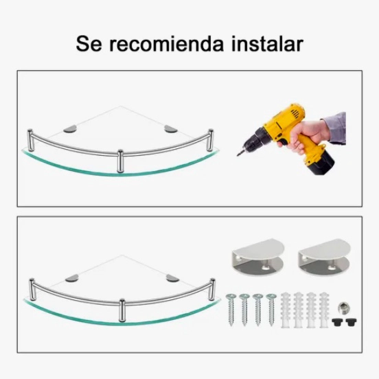 REPISAS ESQUINERAS DE VIDRIO P/BAÑO 2 PISOS - 3