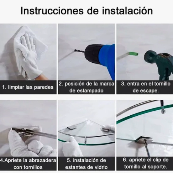 REPISAS ESQUINERAS DE VIDRIO P/BAÑO 2 PISOS - 4