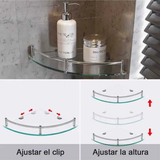 REPISAS ESQUINERAS DE VIDRIO P/BAÑO 2 PISOS - 6