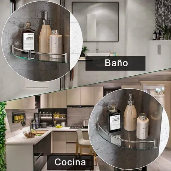 REPISAS ESQUINERAS DE VIDRIO P/BAÑO 2 PISOS - 7