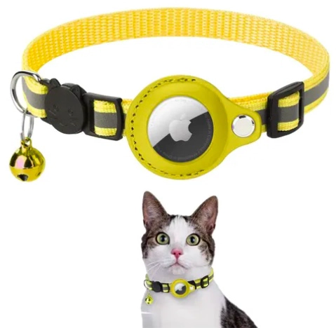 COLLAR CON FUNDA CORREA PARA AIRTAG AMARILLO - 1