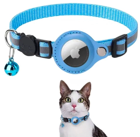 COLLAR CON FUNDA CORREA PARA AIRTAG CELESTE - 1