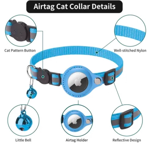 COLLAR CON FUNDA CORREA PARA AIRTAG CELESTE - 2