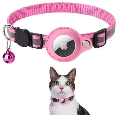 COLLAR CON FUNDA CORREA PARA AIRTAG ROSADO - 1