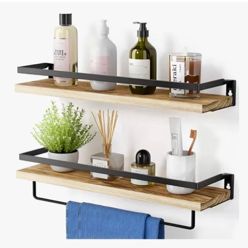 REPISAS FLOTANTES PARA MONTAJE EN PARED KIT X2 MADERA - 1