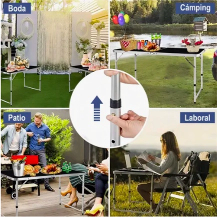 MESA PLEGABLE 1.20 M CON 4 SILLAS PORTATILES - 4