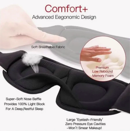 ANTIFAZ 3D PARA DORMIR CUBRE OJOS RESPIRABLE BLANCO - 2