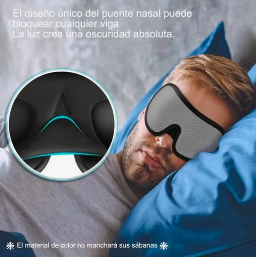 ANTIFAZ 3D PARA DORMIR CUBRE OJOS RESPIRABLE BLANCO - 4
