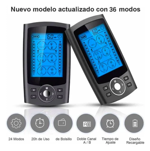 TENS ELECTROESTIMULADOR MUSCULAR CON 36 MODOS 8 ALMOHADILLAS - 4