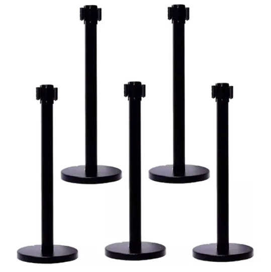 KIT 5 POSTES CON CINTA NEGRA PARA FILAS - 2