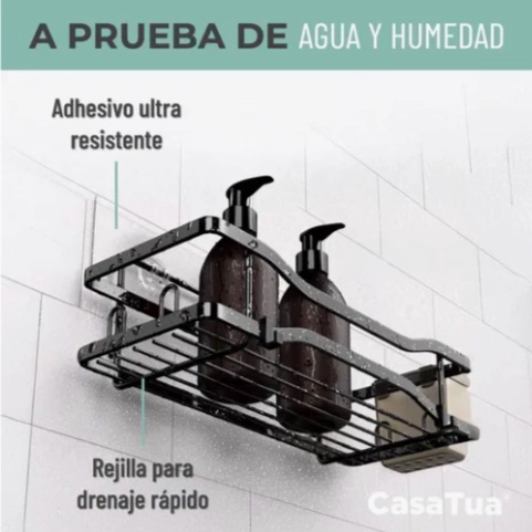 ORGANIZADOR DE DUCHA ADHESIVO SET 2 NEGRO - 2