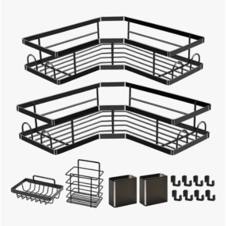 ESQUINERO ORGANIZADOR DUCHA SET NEGRO 4P - 1