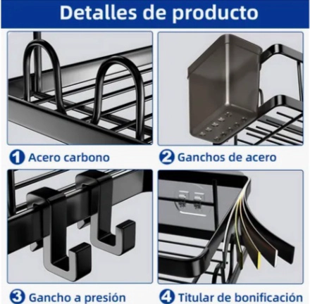 ESQUINERO ORGANIZADOR DUCHA SET NEGRO 4P - 6