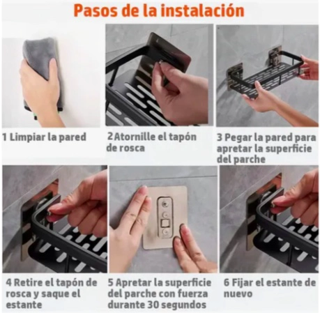 ORGANIZADOR DE BAÑO NEGRO 2 ESTANTES - 3