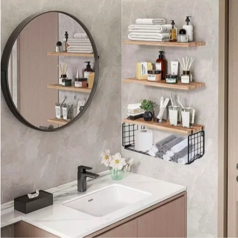 SET 3X ESTANTE ORGANIZADOR BAÑO REPISAS FLOTANTES - 2