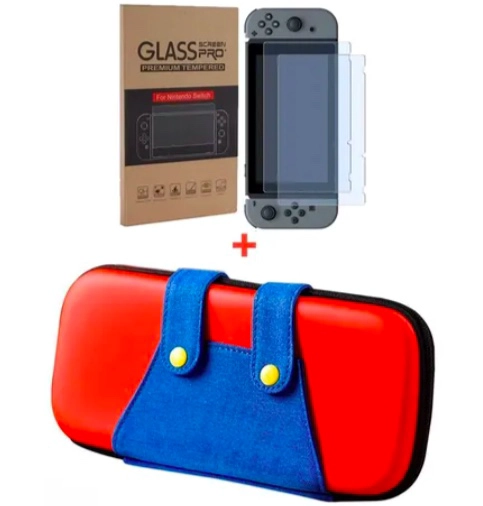 ESTUCHE NINTENDO SWITCH MARIO BROSS LITE + MICA PROTECTORA AZU - 2