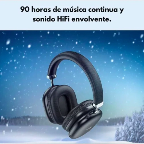 AUDIFONOS BLUETOOTH 90 HORAS BATERIA HIFI NEGROS - 2