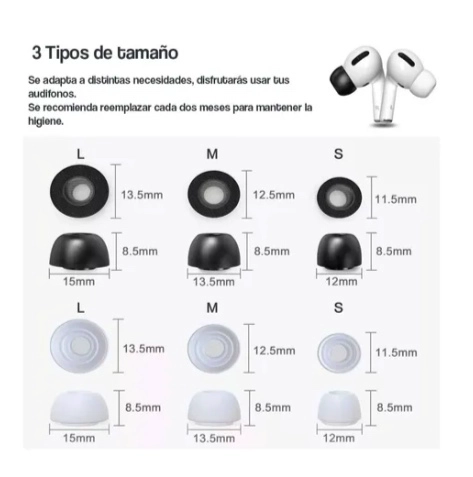 6 PARES ALMOHADILLAS SILICONA PARA AIRPODS PRO - 4