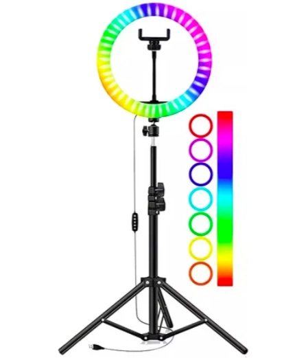 ARO DE LUZ LED RGB GRANDE 30CM CON TRIPODE 2.1M - 1