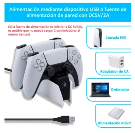 BASE CARGADOR PARA CONSOLA SOPORTE PS5 BLANCO - 3