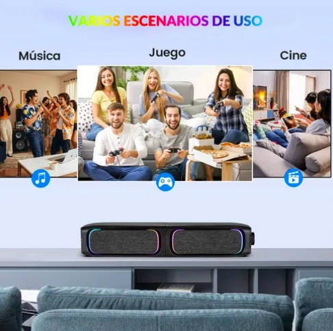 SOUNDBAR PARLANTE GAMER PC TV RGB - 5
