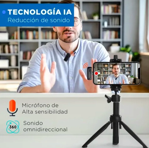 MICROFONO INALAMBRICO SOLAPA LAVALIER + ESTUCHE ENTRADA USB-C - 6