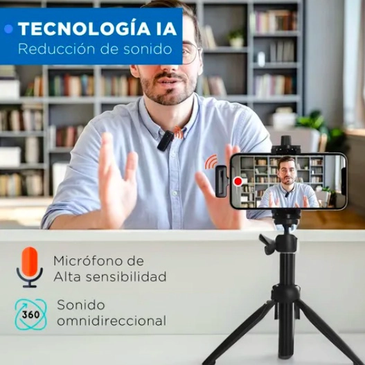 MICROFONO INALAMBRICO SOLAPA LAVALIER + ESTUCHE ENTRADA LIGHTNING - 6