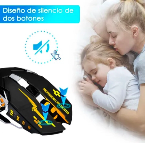 MOUSE GAMER INALAMBRICO SILENCIOSO Y RECARGABLE - 5
