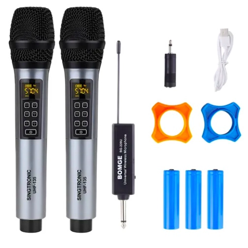 SISTEMA DE MICROFONOS INALAMBRICOS BOMGE DE 2 CANALES - 1