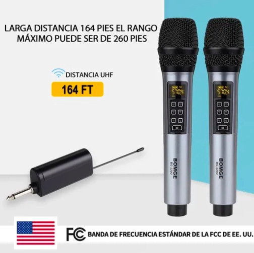 SISTEMA DE MICROFONOS INALAMBRICOS BOMGE DE 2 CANALES - 3