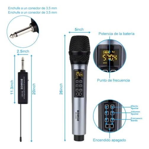 SISTEMA DE MICROFONOS INALAMBRICOS BOMGE DE 2 CANALES - 4