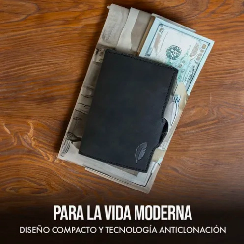 BILLETERA INTELIGENTE DE CUERO CON TARJETERO NEGRO - 2