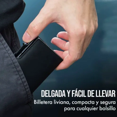 BILLETERA INTELIGENTE DE CUERO CON TARJETERO NEGRO - 3