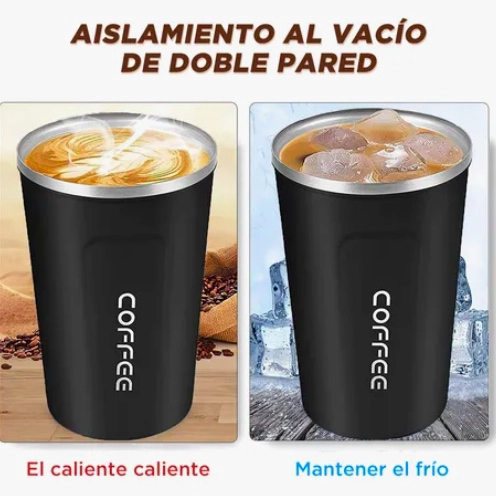 TERMO PARA CAFE VASO TE RMICO PORTATIL 380ML NEGRO - 5