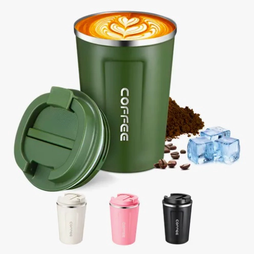 TERMO PARA CAFE VASO TE RMICO PORTATIL 380ML VERDE - 1