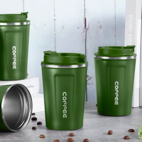 TERMO PARA CAFE VASO TE RMICO PORTATIL 380ML VERDE - 2