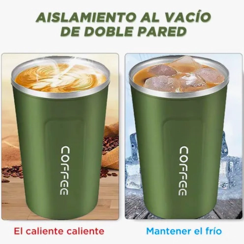 TERMO PARA CAFE VASO TE RMICO PORTATIL 380ML VERDE - 4