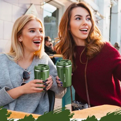 TERMO PARA CAFE VASO TE RMICO PORTATIL 380ML VERDE - 5