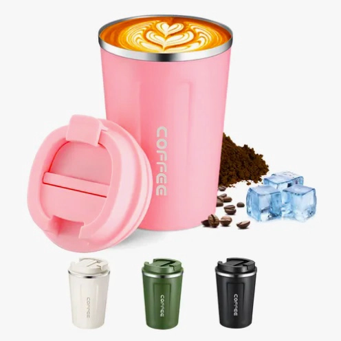 TERMO PARA CAFE VASO TE RMICO PORTATIL 380ML ROSADO - 1
