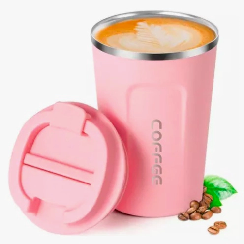 TERMO PARA CAFE VASO TE RMICO PORTATIL 380ML ROSADO - 2