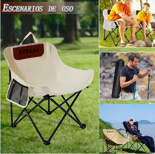 SILLA PLEGABLE CAMPING BEIGE - 3